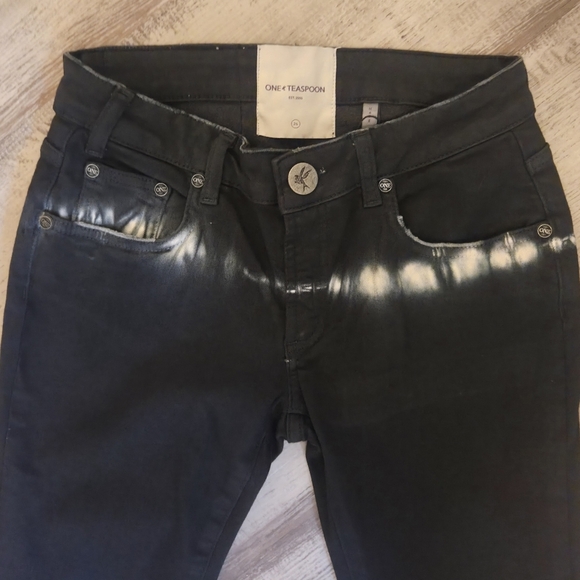 One Teaspoon Freebird Black & White With Light Contrast Skinny Low Rise Jeans - Picture 3 of 11